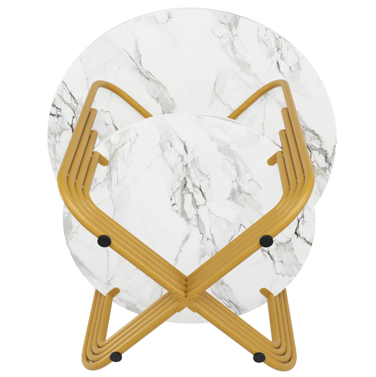 ESSTISCH 80x80x76 cm in Weiß und Gold aus MDF mit Kunstmarmor auf goldenem Metallrahmen - Weiß, Holzwerkstoff (80/80/76cm) - Modfu