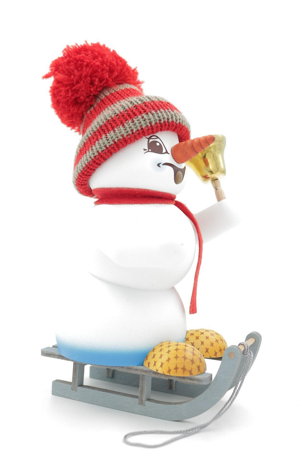 RAUCHFIGUR Schneemann Weiß Schlitten 19 cm - Multicolor, Holz (15/19/0.1cm)