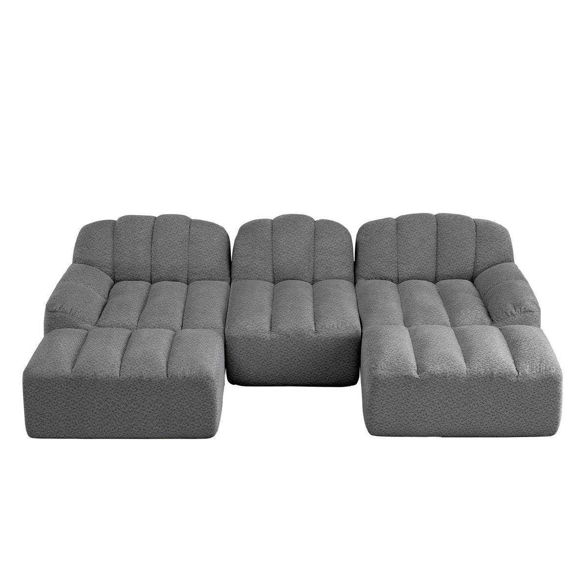 WOHNLANDSCHAFT DE-34312 3-Sitzer mit 2 Ottomans Grau - Grau, Textil (165/79/288cm) - ComfortXL