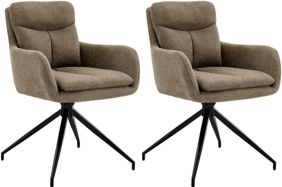 ESSZIMMERSTUHL 2er Set Stoff Braun - Braun, Textil/Metall (57/83/62cm) - CLP