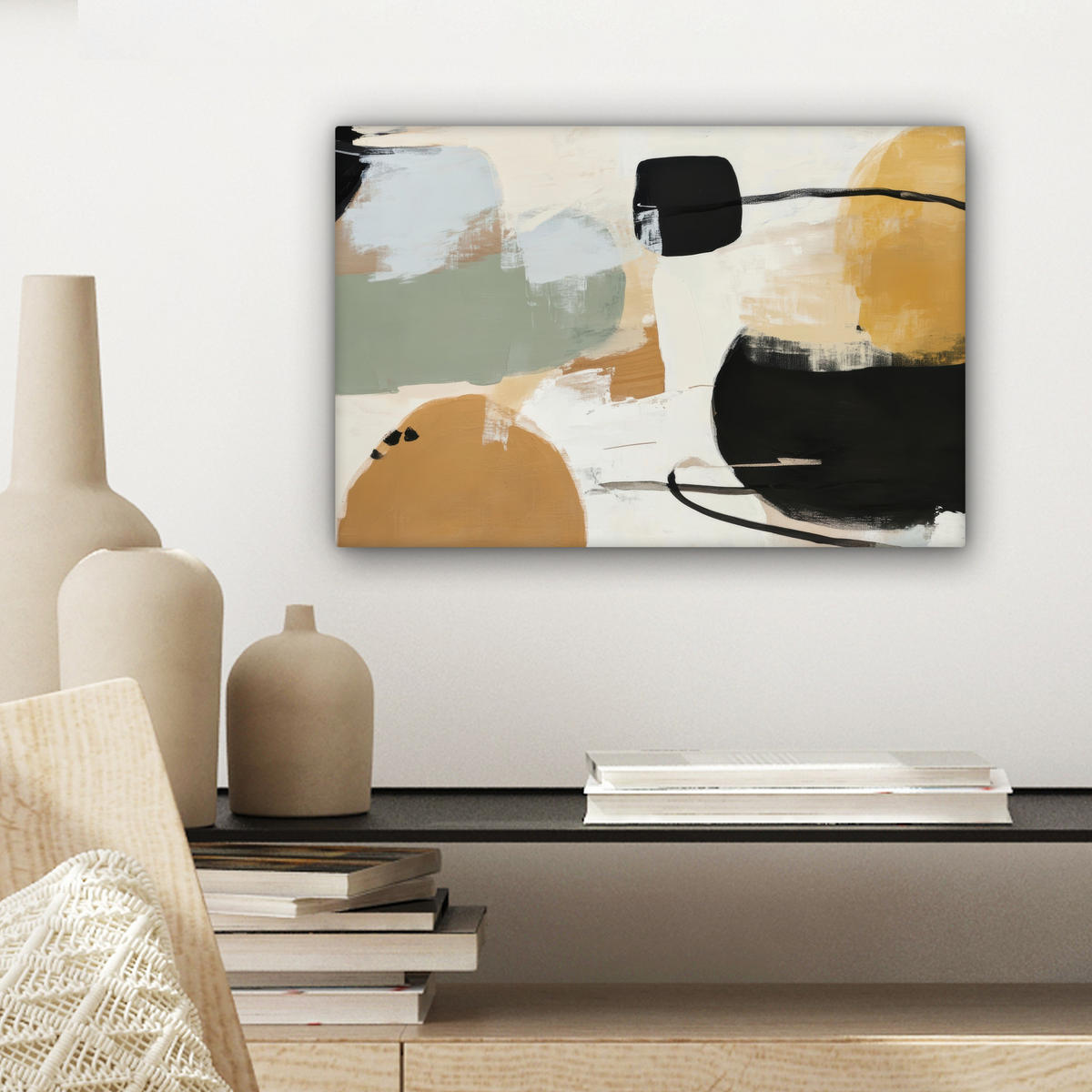 LEINWANDBILD Farbe - Abstrakt - Farben 30x20 cm - Currygelb, Textil (30/20cm) - MuchoWow