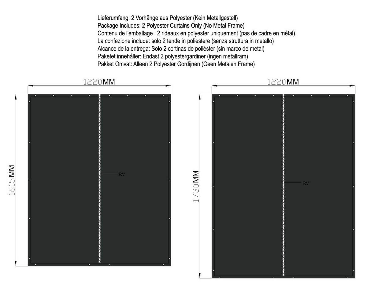 WETTERSCHUTZ Set für Kaminholzregal 130/185 cm Schwarz - Schwarz, Textil (130/185/1cm) - QUICK STAR