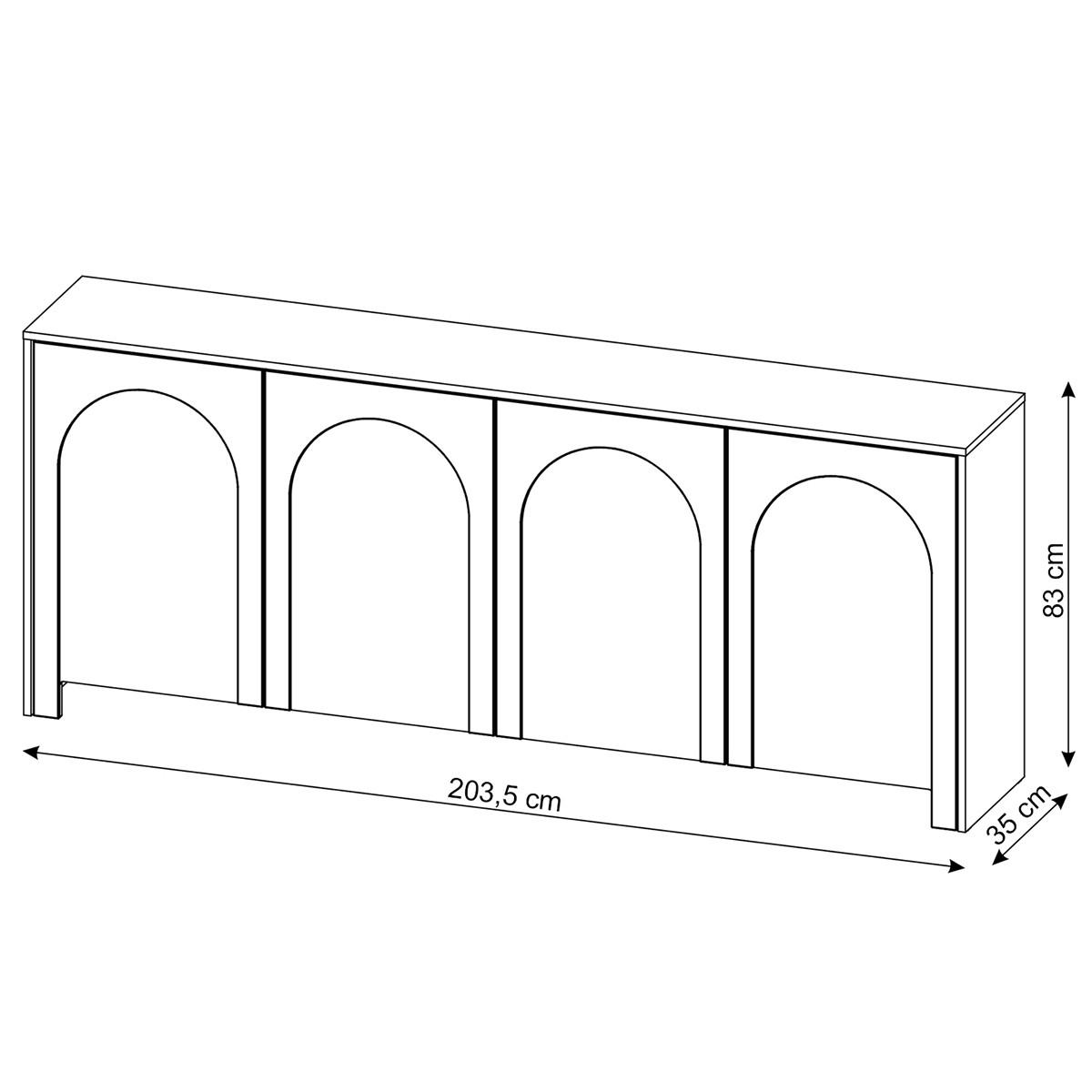KOMMODE Amaro mit 4 Türen, gefrästen Bogenfronten, Push-to-Open, Kaschmir - Kaschmir, Holzwerkstoff (203/83/35cm) - Beautysofa