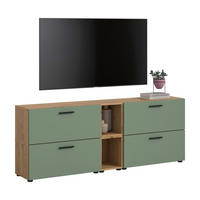 WOHNKOMBINATION THE ONE (B/H/T: ca. 176/67/34 cm) in Artisan Oak Nachbildung/Smoke Green - Eiche Artisan, Holzwerkstoff (176/67/34cm)