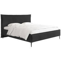 POLSTERBETT Pillow Rise mit Bettkasten, Lattenrost & hohen Metallfüßen in Schwarz Bouclé 140x200 cm - Birkefarben/Schwarz, Holz/Textil (140/200cm) - WFL GROUP
