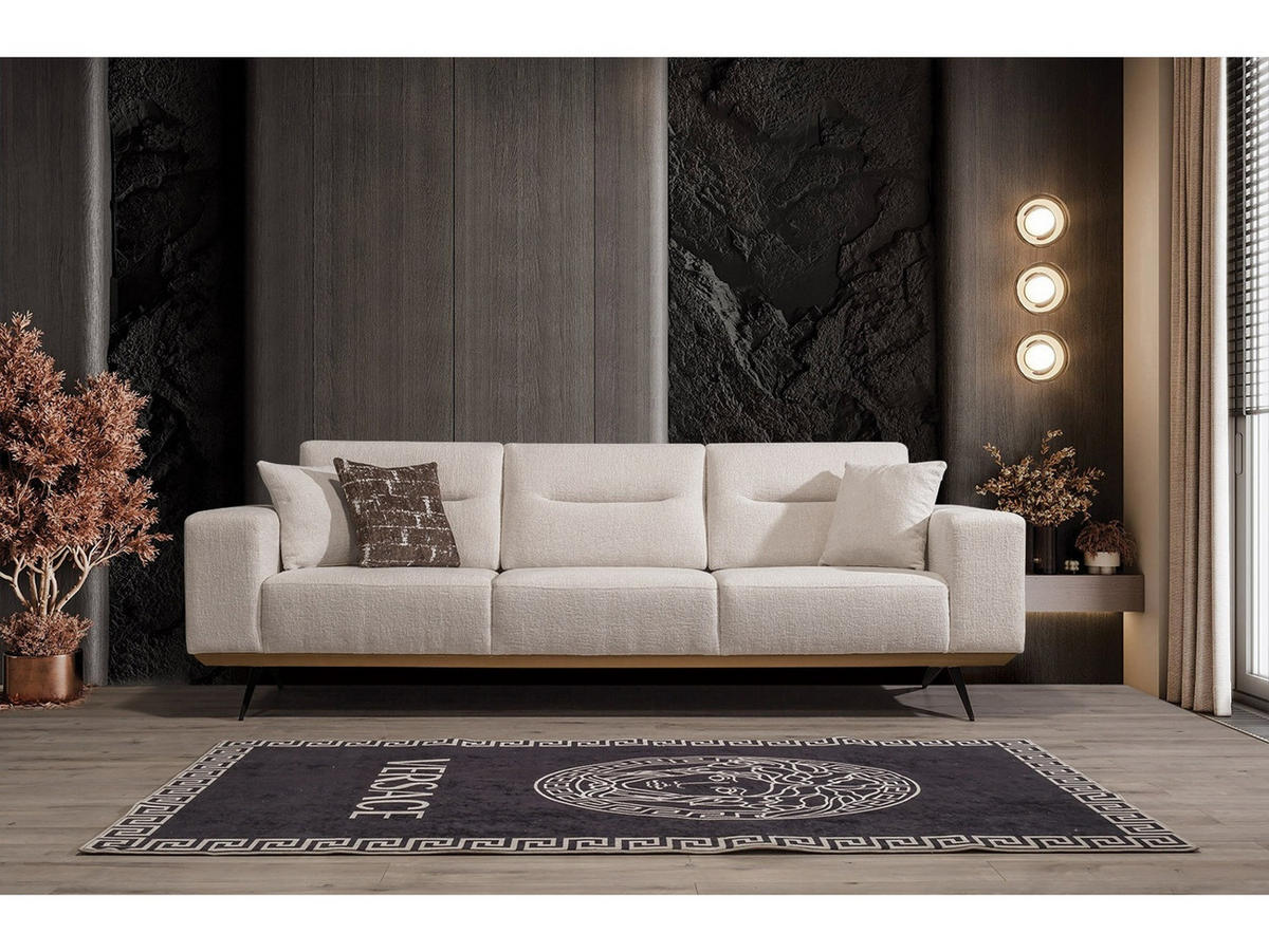 SOFA Opera 4-Sitzer Samt Beige - Beige, Textil/Metall (265/87/95cm) - Villa Möbel
