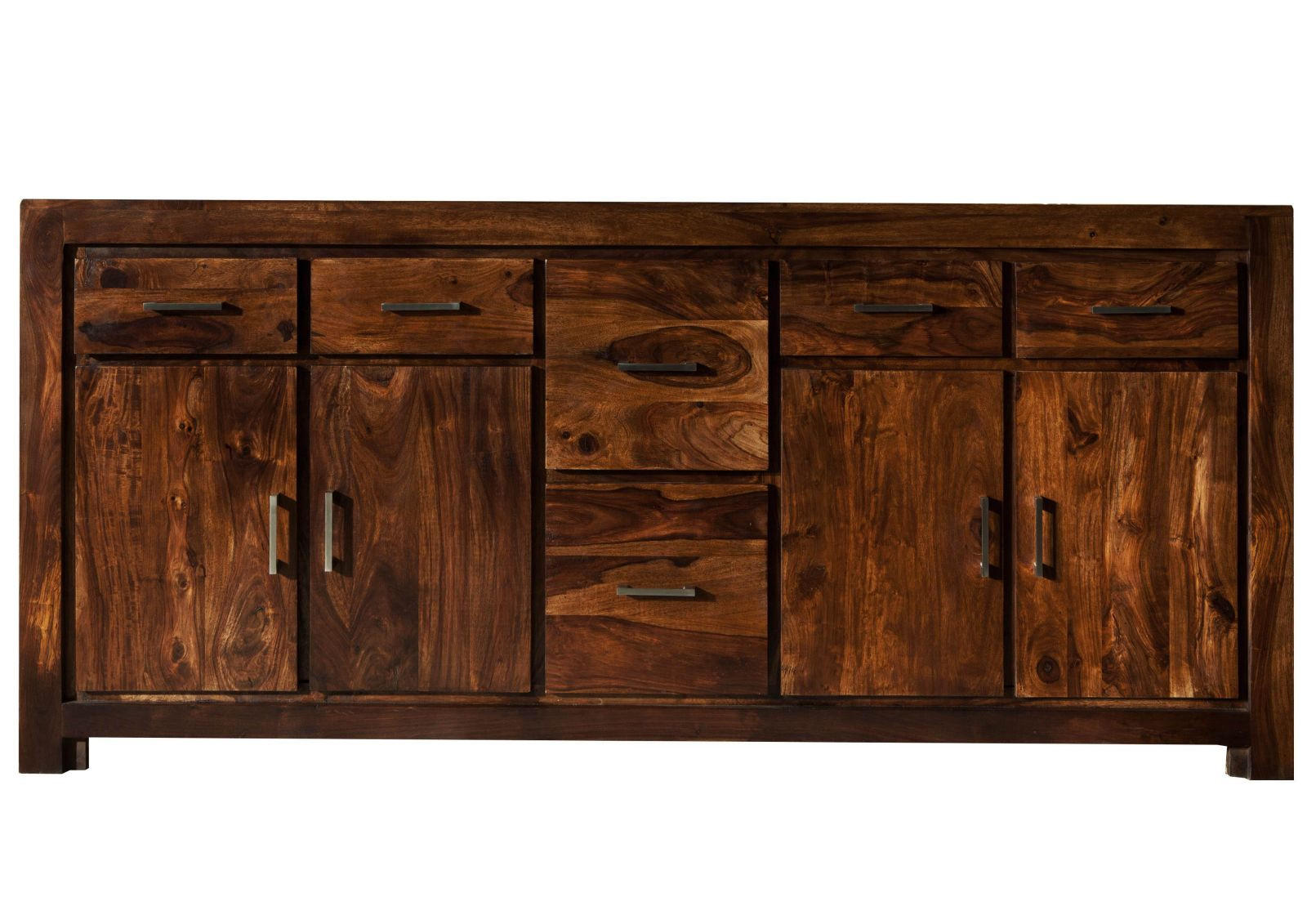 SIDEBOARD Sheesham 200x45x90 braun lackiert METRO LIFE #134 - Braun, Holz (200/90/45cm) - Massivmoebel24