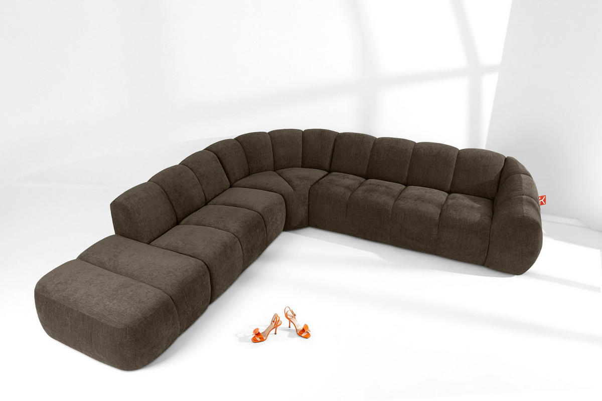 ECKSOFA LINKS FLAVA, Braun - Braun, Holz/Holzwerkstoff (310/314cm) - KONSIMO®