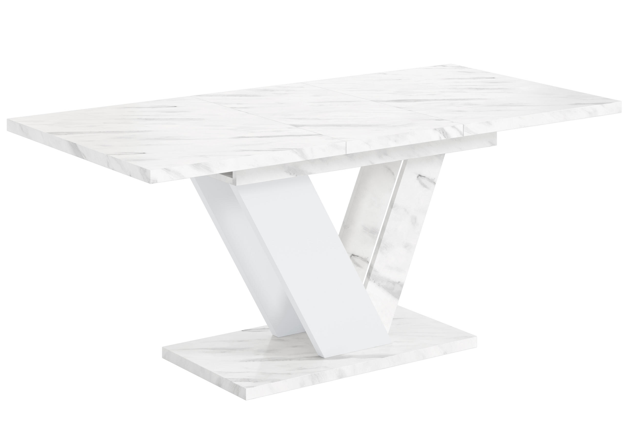 ALTDECOR VÝSUVNÝ jídelní stůl 120–160 × 80 × 75 cm – Bianco Marble / White – CLASI