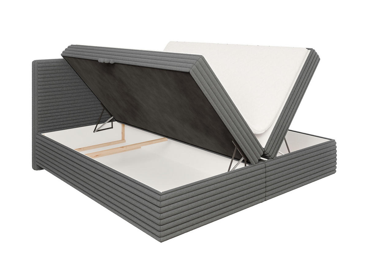 BOXBETT Roma 200/200 cm Dunkelgrau Plüschcord - Dunkelgrau/Schwarz, Holz/Kunststoff (200/200cm) - S-Style Möbel