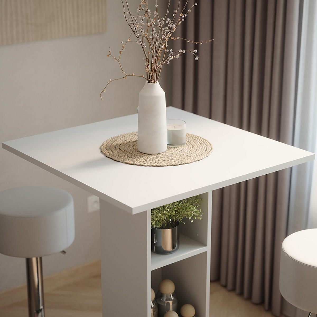 STOJACÍ BAROVÝ STŮL SE ŽIDLEMI Repose Bílá - bílá, kompozitní dřevo (75/75/106cm) - Vicco