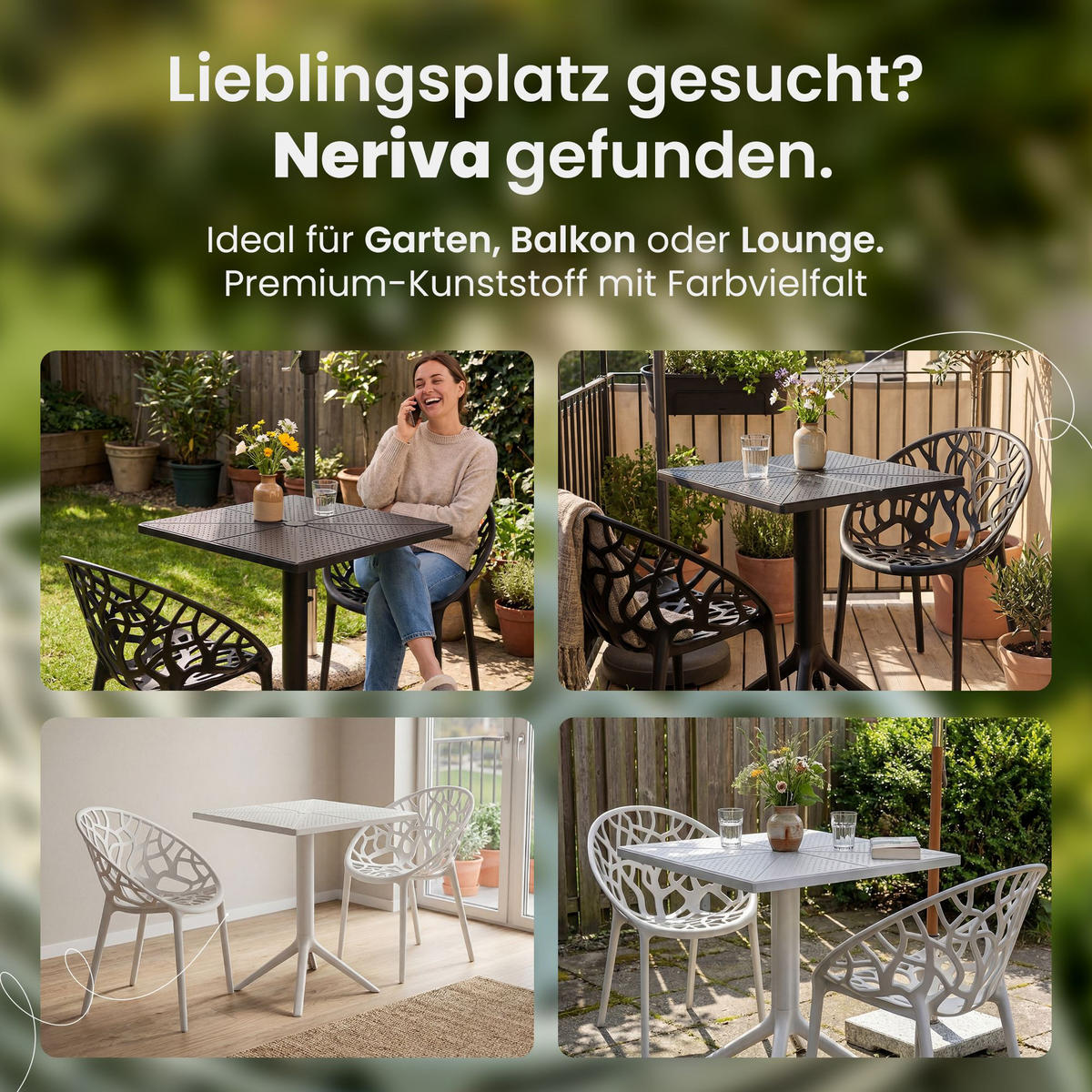 GARTENSITZGRUPPE 2 Kunststoff Schwarz - Schwarz, Kunststoff - CLP