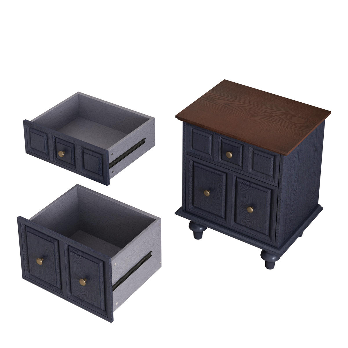 NACHTTISCH Dunkelblau 52/40/60,5 cm - Dunkelblau, Holz (52/60.5/40cm) - PANGIVO