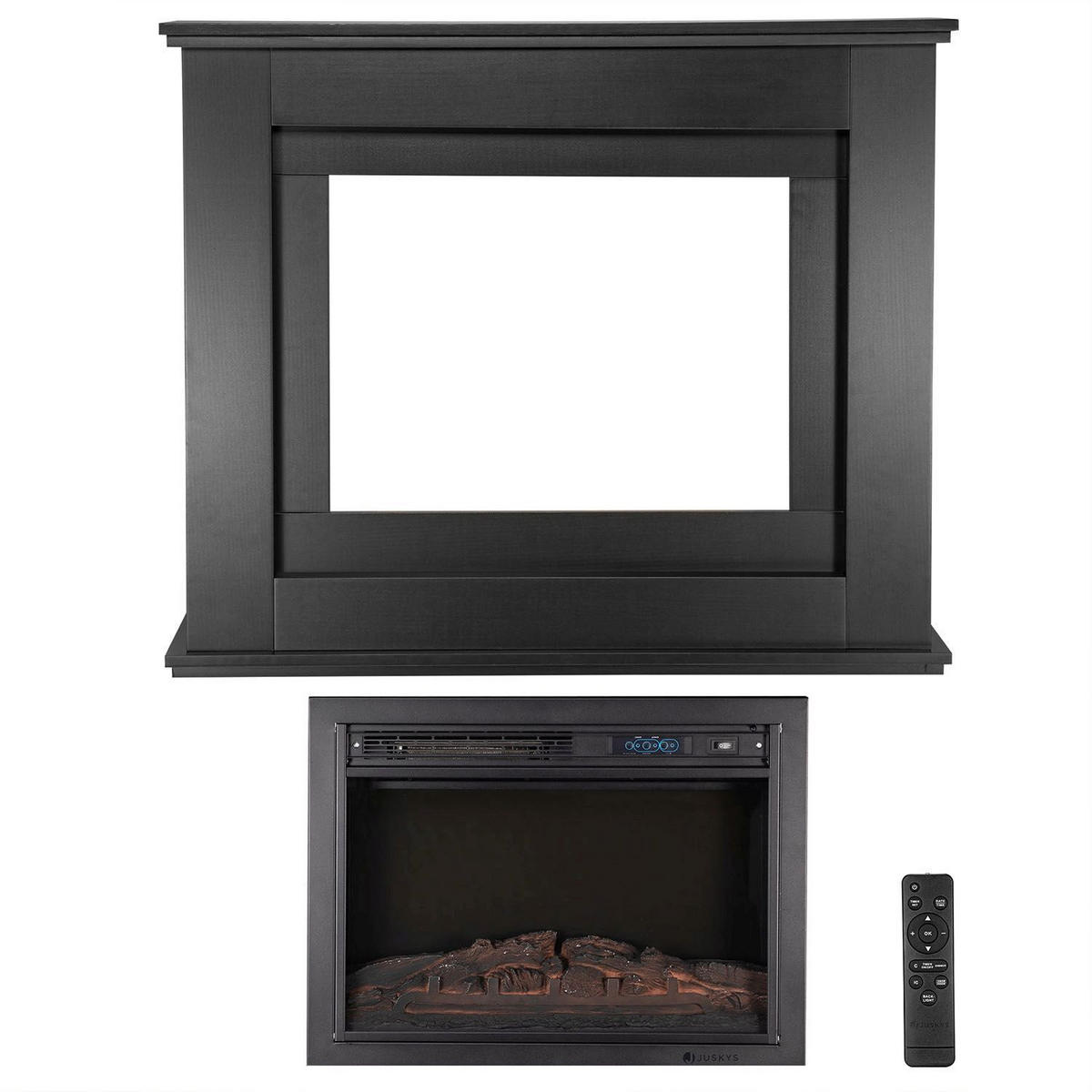 ELEKTROKAMIN 2000W rechteckig schwarz mit Flammeneffekt - Schwarz, Holz (100/82/28cm) - Juskys