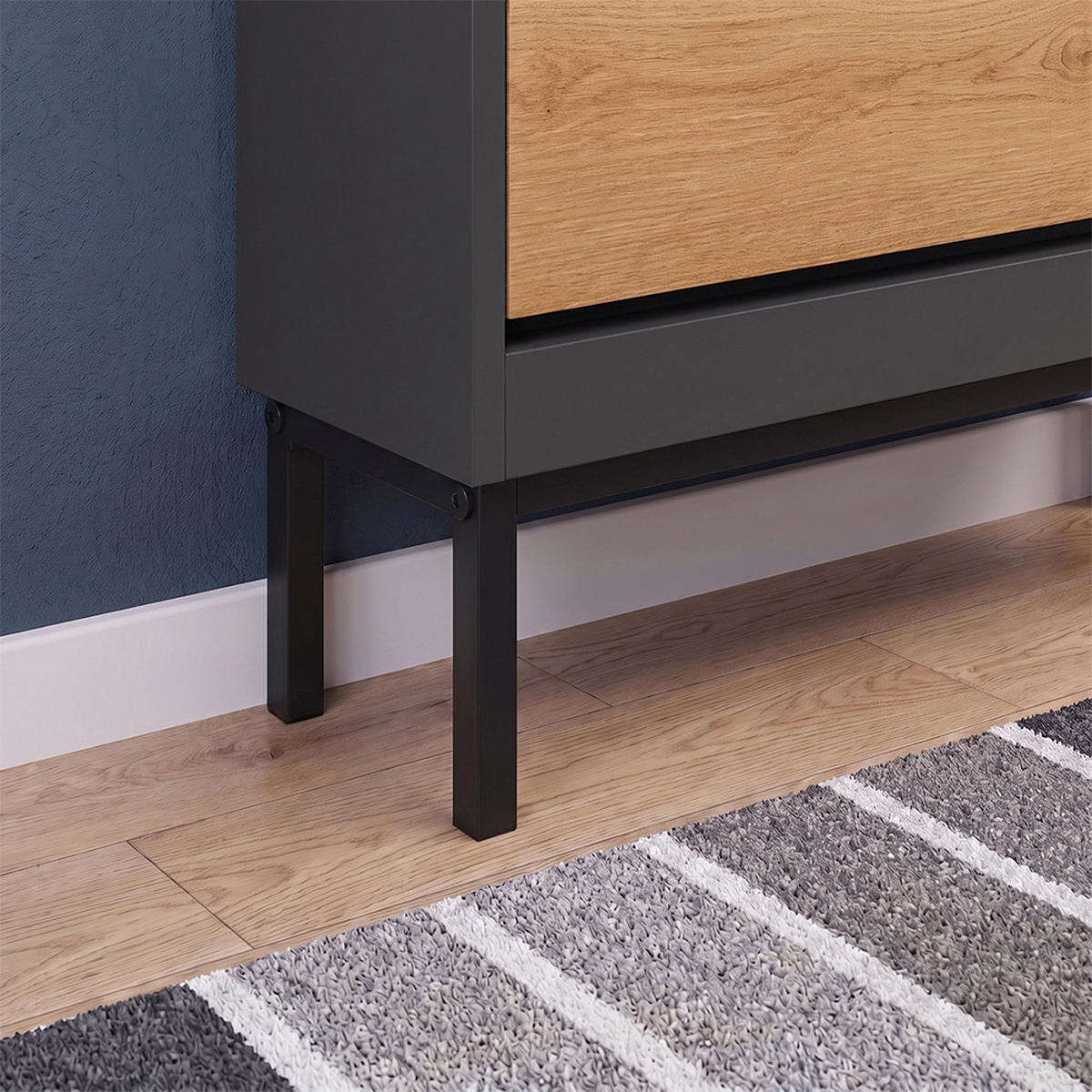 SCHUHKIPPER Luca, Anthrazit/Goldkraft Eiche, 59 x 123 cm mit 3 Kippfächer - Honigeiche/Anthrazit, Holzwerkstoff (59/123/17cm) - Vicco