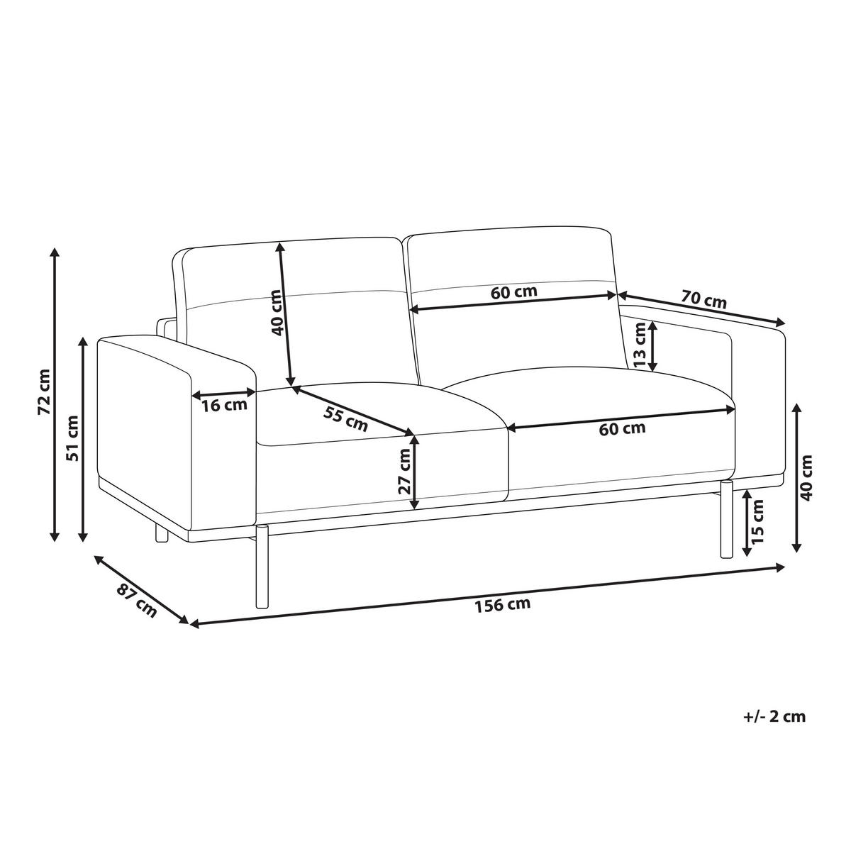 2-SITZER-SOFA Kunstleder schwarz Sovik - Schwarz, Kunststoff/Textil (156/72/87cm) - Beliani