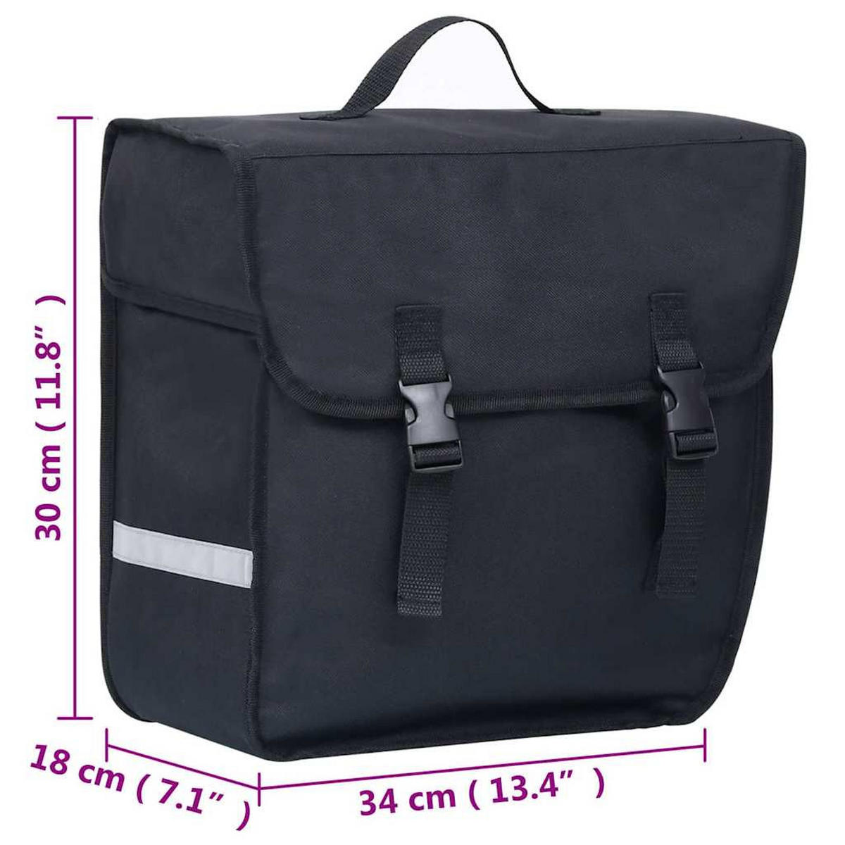 FAHRRADTASCHE Für Gepäckträger Wasserdicht 21 L Schwarz - Schwarz, Textil (18/30/38cm) - vidaXL