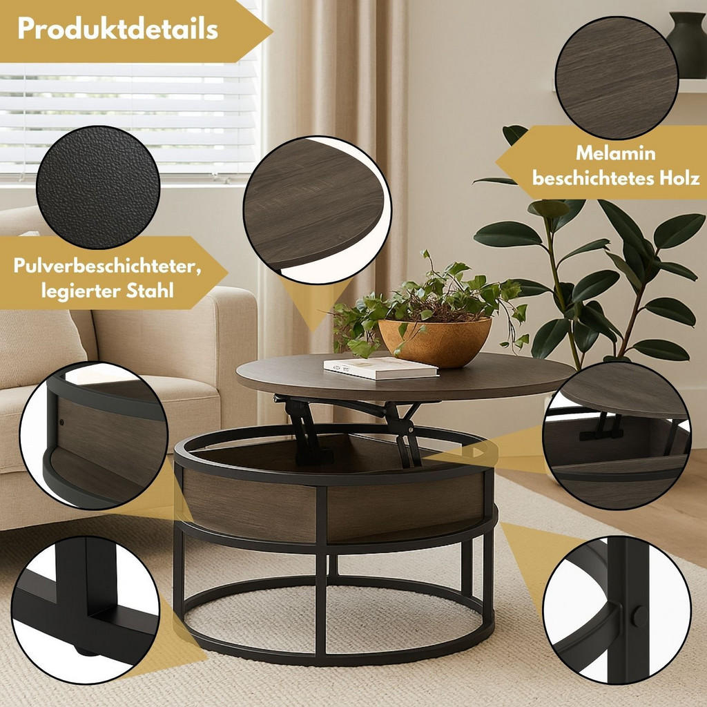 Thumbnail - Coemo Couchtisch, Grau, Metall, 80x47x80 cm, CE, Wohnzimmer, Wohnzimmertische, Couchtische