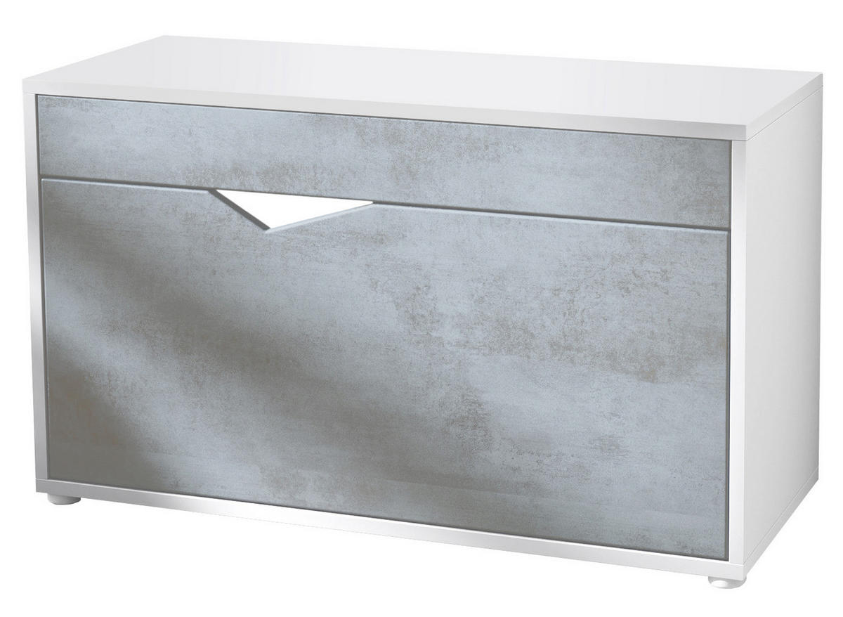 SCHUHSCHRANK Kolmio Beton Oxid Optik - Hellgrau, Holzwerkstoff (85/50/33cm) - Vladon