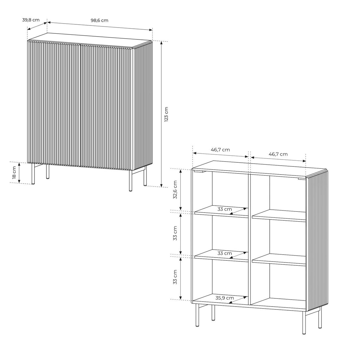 HIGHBOARD, Kaschmir, 98,6 x 123 x 39,8 cm - Beige, Holzwerkstoff (98.6/123/39.8cm) - 3XE LIVING