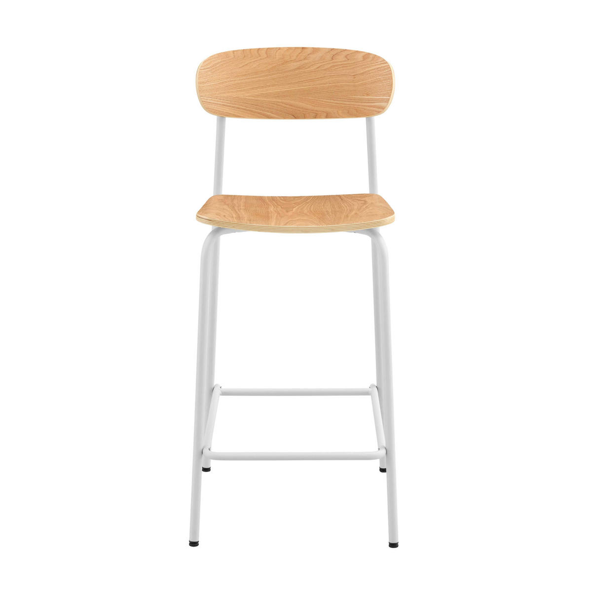 BARSTUHL 2-tlg., Weiß - Eichefarben/Weiß, Holz/Metall (50/96/42cm) - Oviala