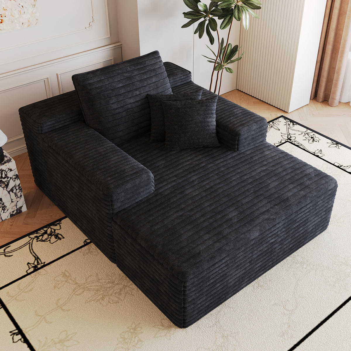 SCHLAFSOFA DE-34763 mit tiefer Sitzfläche Schwarz - Schwarz, Textil (159/60/115cm) - ComfortXL