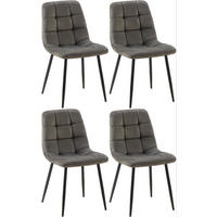 STUHL 4er Set Samt Anthrazit - Anthrazit/Schwarz, Textil/Metall (45/84/55cm) - CLP