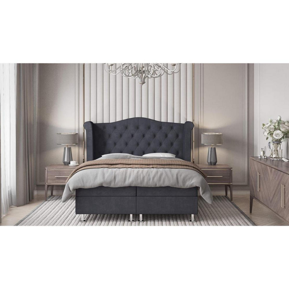 BOXBETT Saturn Bonellfederkern inkl. 7-Zonen Topper T-30 - BOXBETT mit Bettkasten, mit Lieferung - Grün, Holz/Holzwerkstoff (160/200cm) - Best For Home