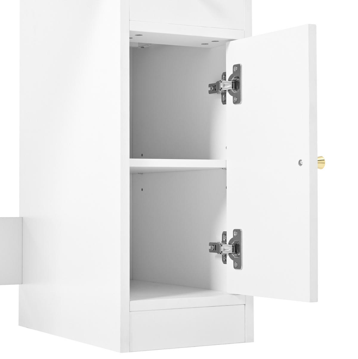 SCHMINKTISCH 105/40/152 cm Weiß aus Spanplatte mit LED-Spiegel - Weiß, Holzwerkstoff (40/152/105cm) - OKWISH