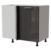 ECK-KÜCHENSCHRANK Essen D13U/90 Graphit Hochglanz / Weiß Matt 90 / 50 / 82cm - Graphitfarben/Weiß, Holz/Holzwerkstoff (90/82/50cm) - Feldmann-Wohnen