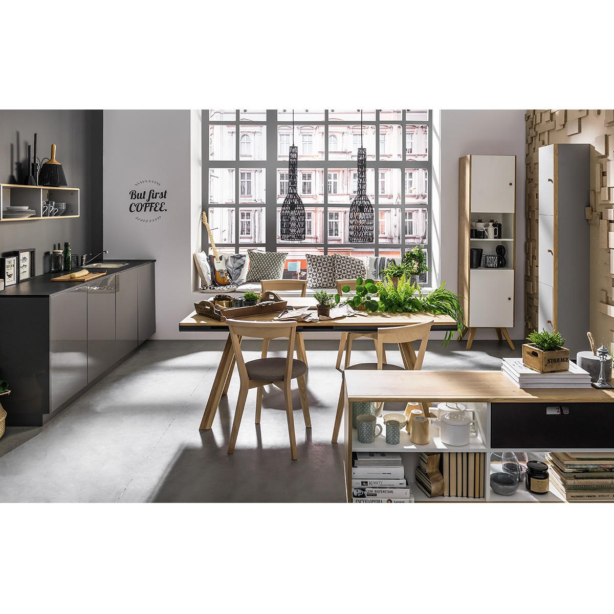 VITRINE 2 Türen mit zentralem Regal H207,5 cm - NATURE - Weiß, Holzwerkstoff (40/207.5/50.5cm) - Calicosy