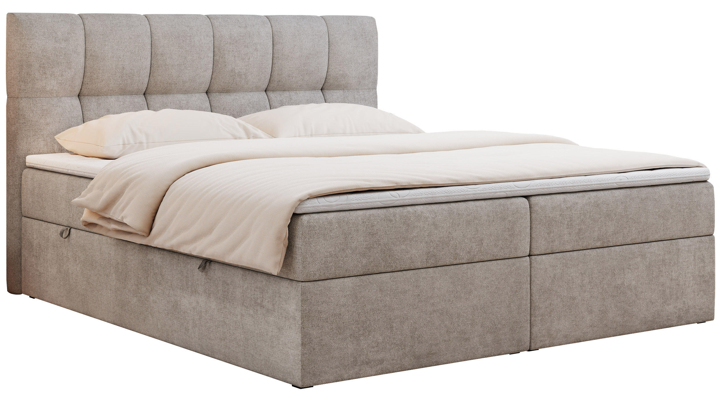 BOXBETT RICO 160/200 Beige Struktur - H3 - Beige, Holz/Textil (160/200cm) - MKS