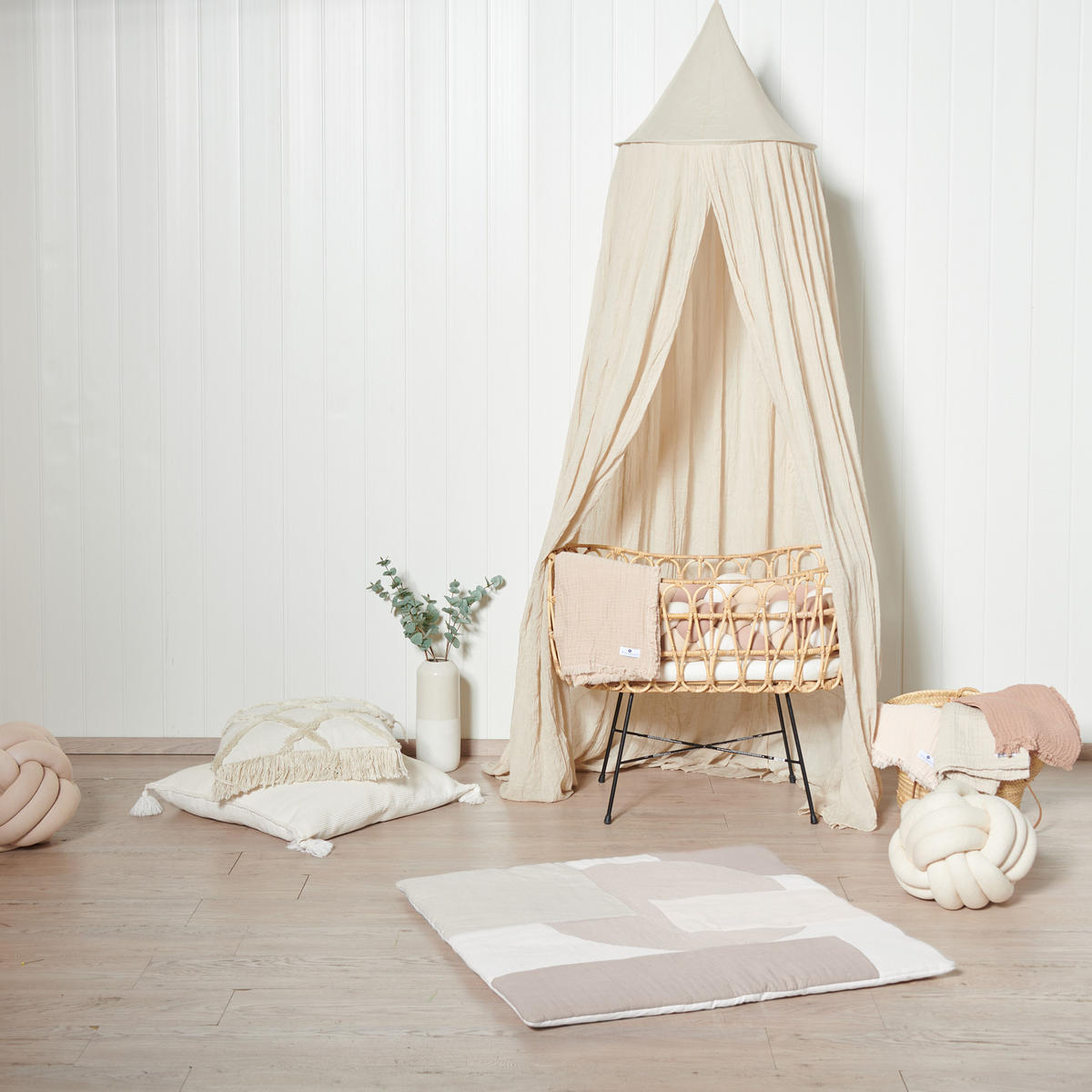 KRABBELDECKE Babydecke Laufstalldecke Patchwork Babydecke Musselin 100x100cm - Naturfarben, Textil (100/100cm) - nordic coast company