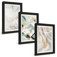 BILDER SET 3er Set - 20x30 cm Schwarzer Rahmen - Elegante Marmormuster - Schwarz, Kunststoff (20/30cm) - TULUP