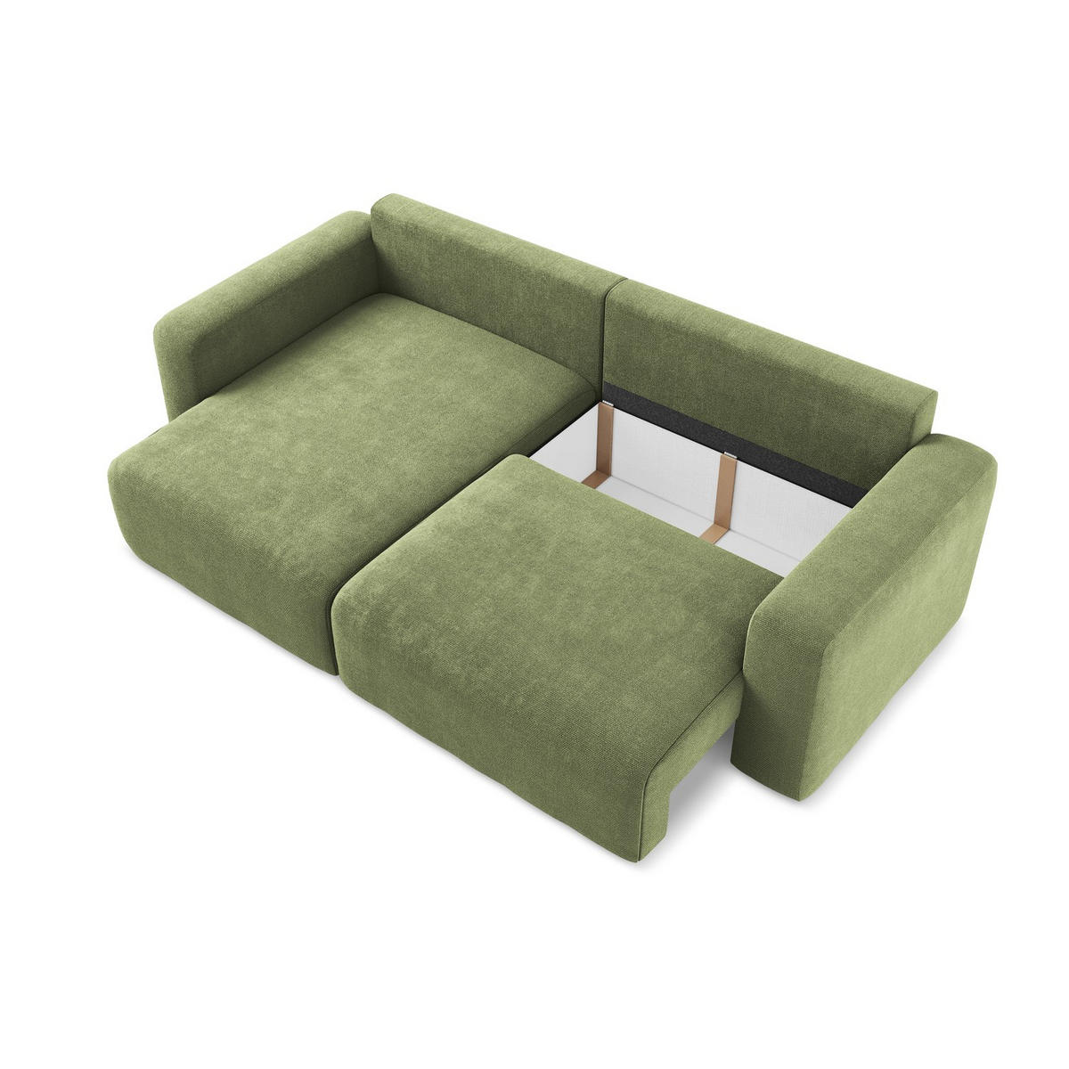ECKSOFA mit Schlaffunktion links Chenille Stoff Grün - Schwarz/Grau, Kunststoff/Textil (149/244cm) - LaMiaSofa