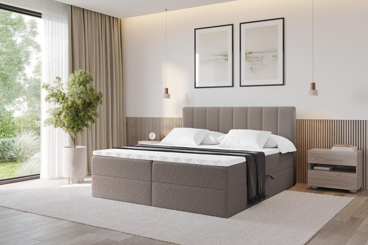 KONTINENTÁLNÍ POSTEL s matrací H3 - OTTA - 120x200 cm Hnědá - hnědá, kompozitní dřevo (120/200cm) - ALTDECOR
