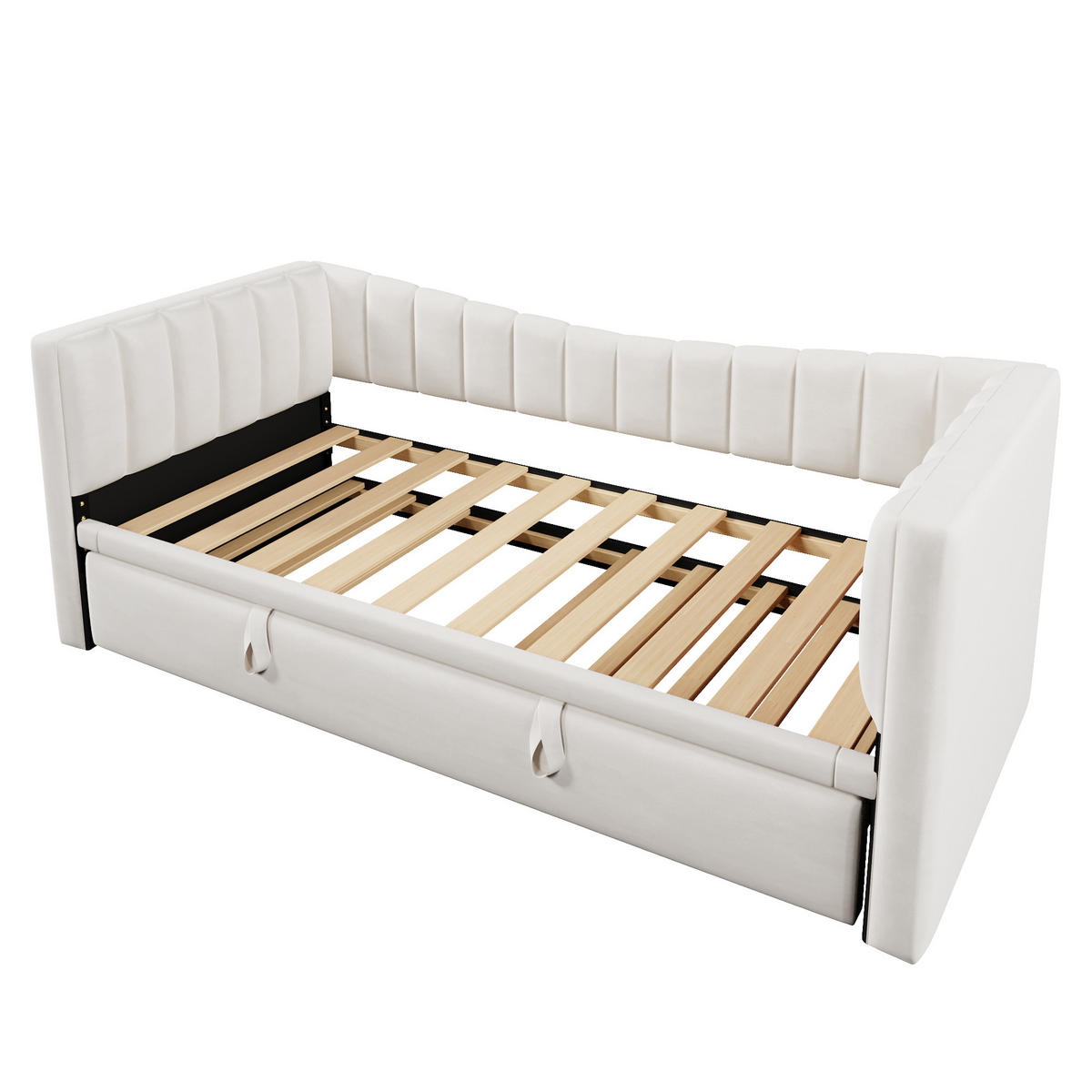 POLSTERBETT 90/200 cm aus Samt in Weiß - Weiß, Textil (180/200cm) - OKWISH