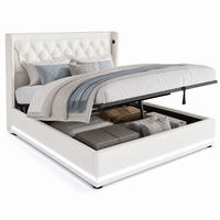 POLSTERBETT 140/200 mit Bettkasten, 3-seitiger LED-Beleuchtung und USB Type-C in Weiß - Weiß, Holzwerkstoff/Textil (140/200cm) - EVRYAE