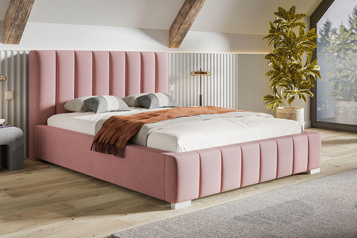 BETT Rosa BEN 10 Mit Bettkasten 180x200 cm - Rosa, Textil (180/200cm) - Sepro Meble