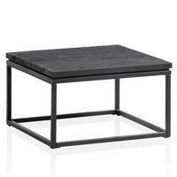 COUCHTISCH aus Mango Massivholz und Metall, Quadratisch, Natürliche Holzmaserung, Schwarz 60 x 60 x 35 cm - Schwarz, Holz/Metall (60/60/35cm) - KADIMA DESIGN