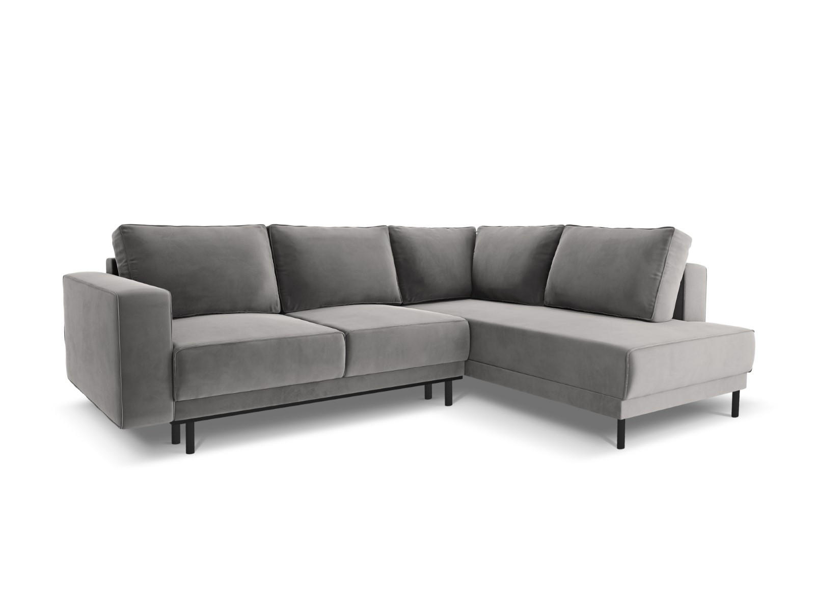AUSKLAPPBARES-ECKSOFA rechts Caro aus Samt hellgrau 5 Sitzplätze - Hellgrau, Textil (187/247cm) - Micadoni