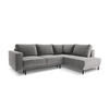 AUSKLAPPBARES-ECKSOFA rechts Caro aus Samt hellgrau 5 Sitzplätze - Hellgrau, Textil (187/247cm) - Micadoni