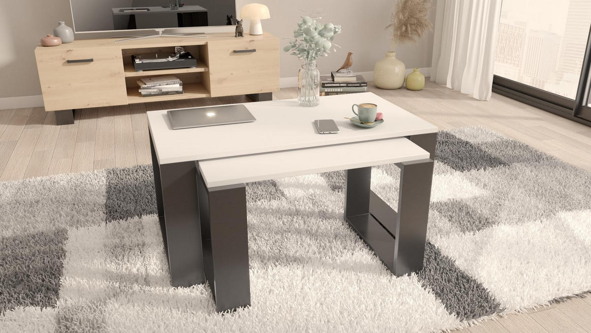 COUCHTISCH WESTA Weiß 2er-Set - Weiß, Holzwerkstoff (50/100/47.8cm) - Matkam Möbel