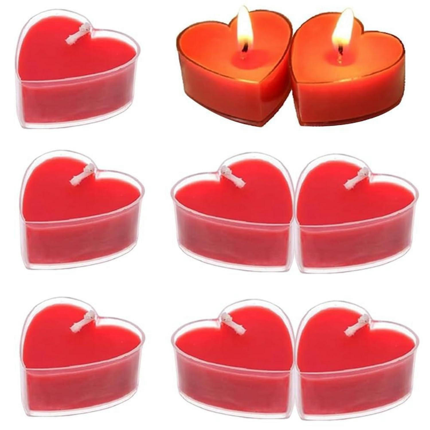 TEELICHTER Herz 9-teiliges Set Rot 4 cm - Rot, Paraffin (2cm)