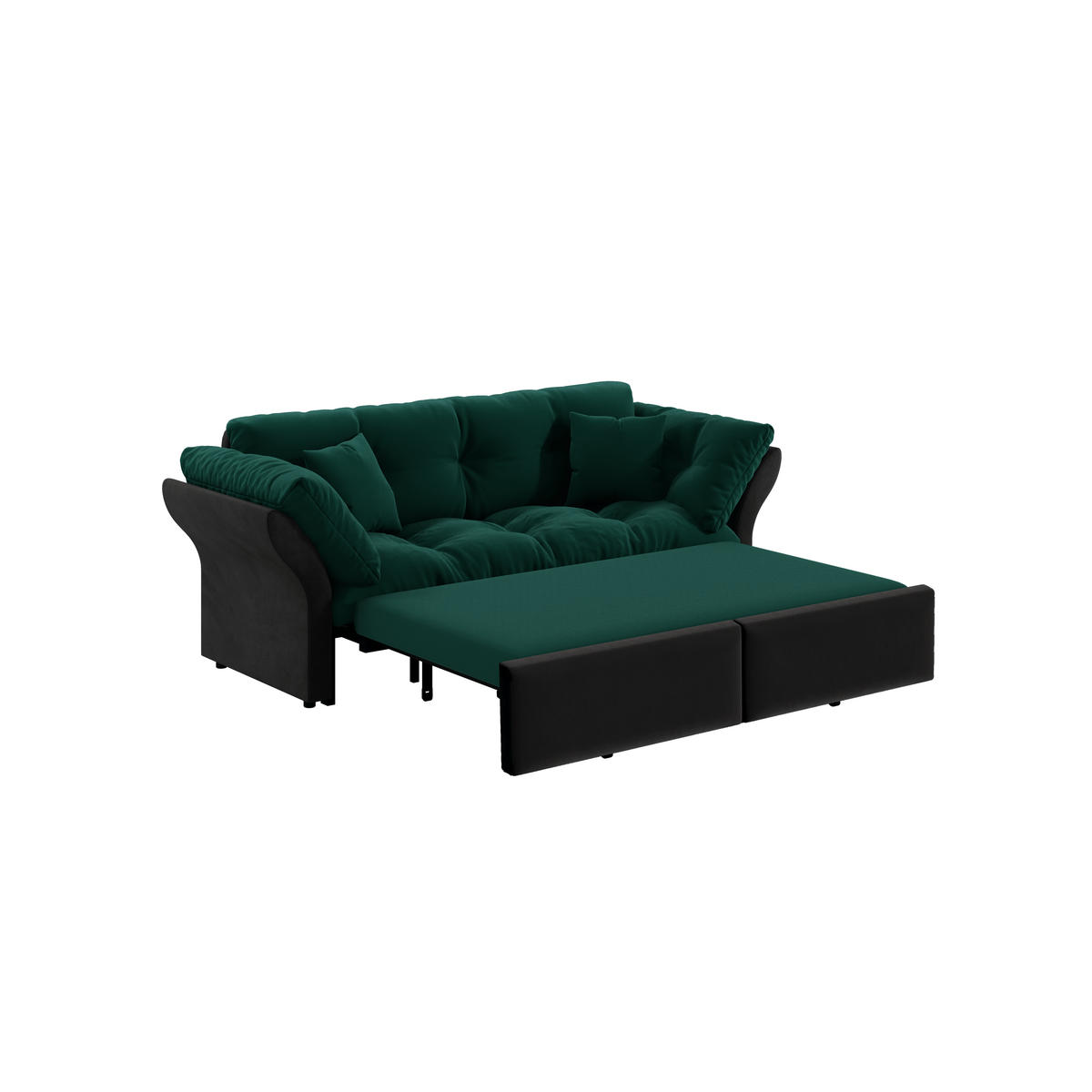 SCHLAFSOFA 190 cm 3-in-1 ausziehbar mit 2 Kissen, DE-34942, Grün - Grün, Metall (190/91/85cm) - ComfortXL