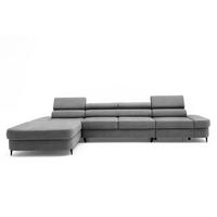 ECKSOFA JAZZ MAXI Links mit Schlaffunktion 125x195 Velours Dunkelgrau - Dunkelgrau/Schwarz, Holz/Textil (350/203cm) - Muffo