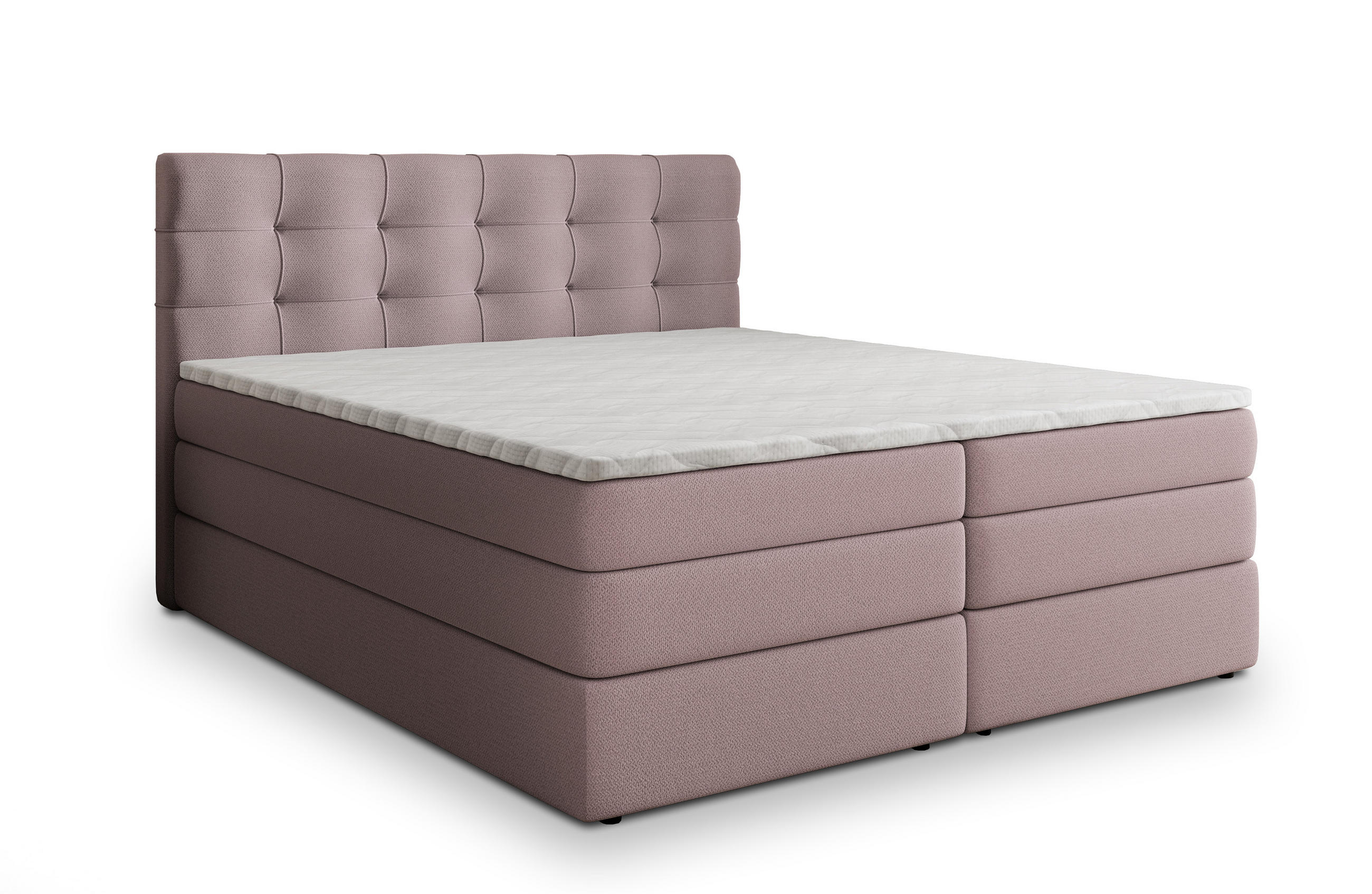 BOXSPRINGBETT AREZI 160x200 cm mit Matratze und Topper - Rosa - Rosa, Holz (160/200cm) - MASSENO