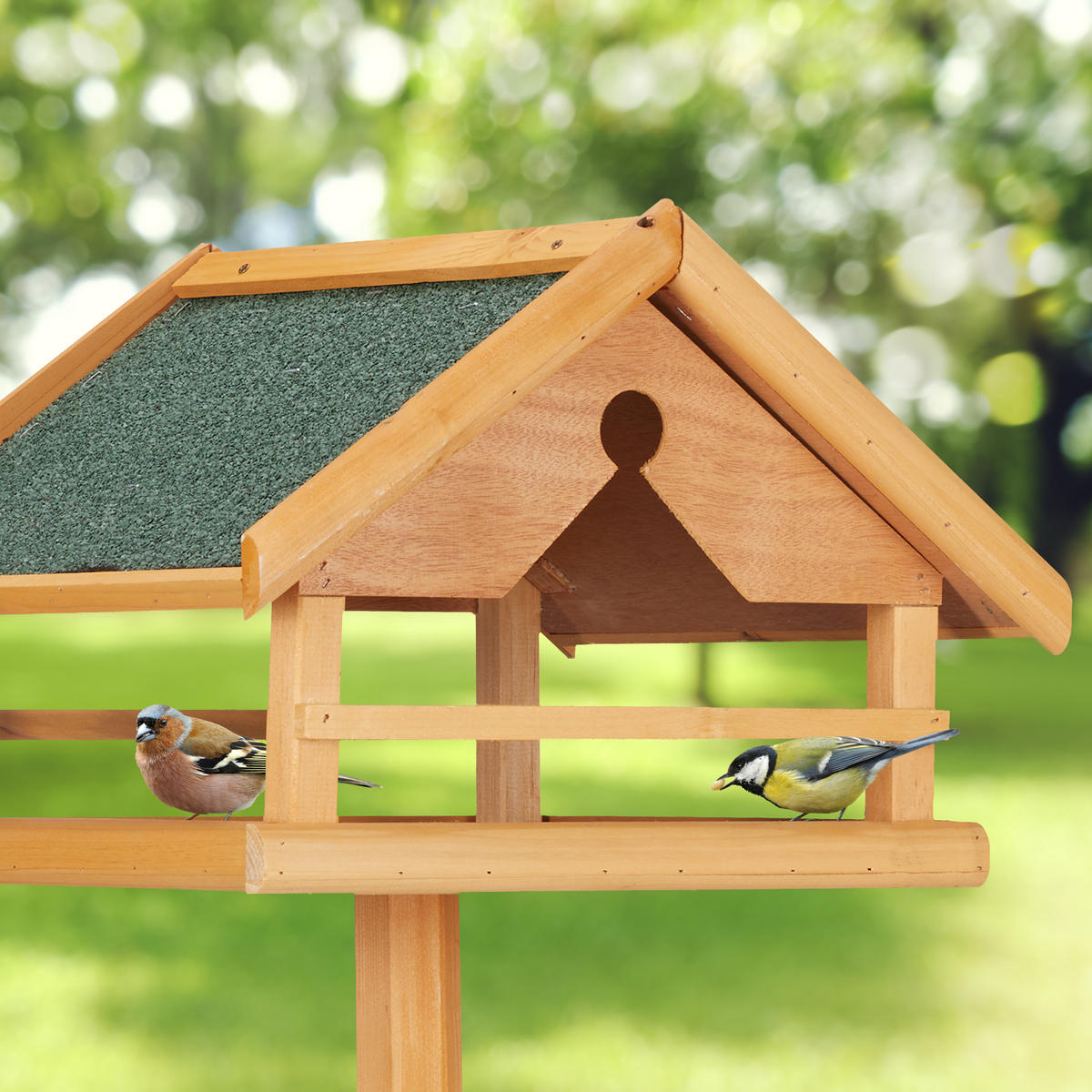 VOGELFUTTERHAUS - Hellbraun, Holz (62/120/55cm) - Relaxdays