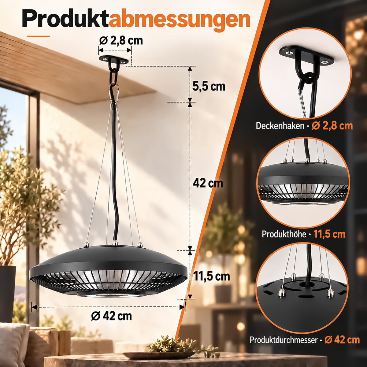 INFRAROTHEIZUNG Jyntar 42/42/59 cm - Schwarz, Metall (42/59/42cm) - ZMH