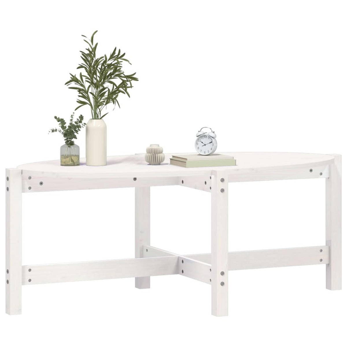 COUCHTISCH Weiß 118x63x45 cm Massivholz Kiefer - Weiß, Holz (118/63/45cm) - furnicato